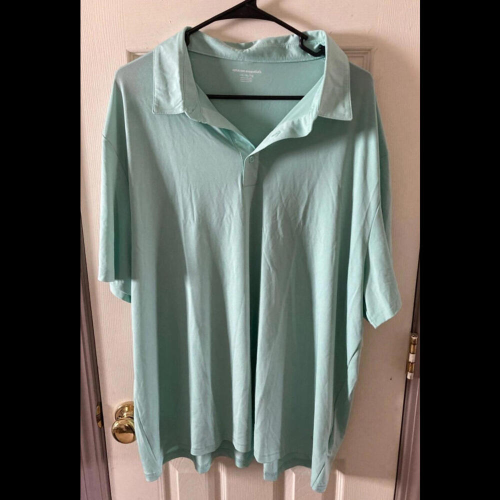 Amazon Essentials Men’s Polo Golf Shirt Mint Green XXL Polyester